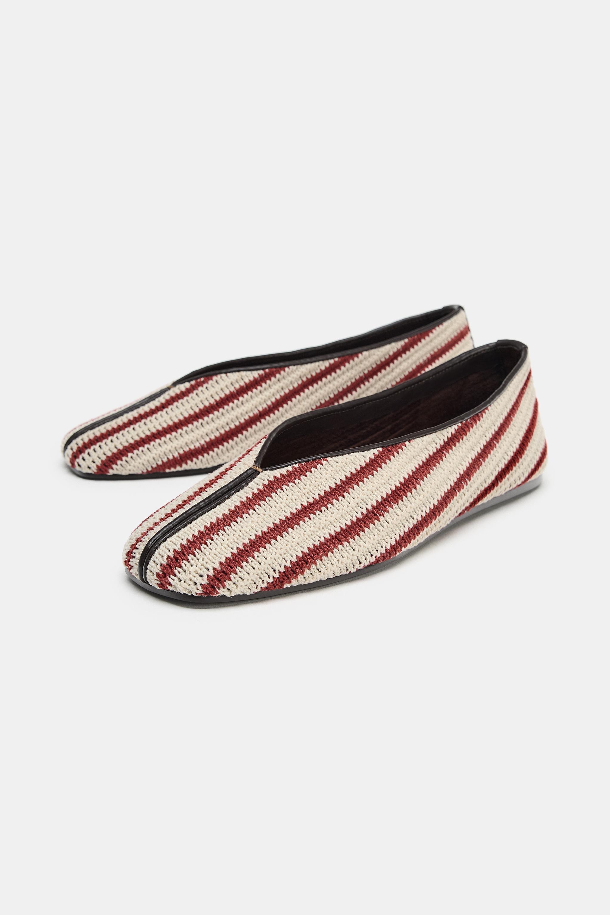 BALLERINES EN TISSU À RAYURES